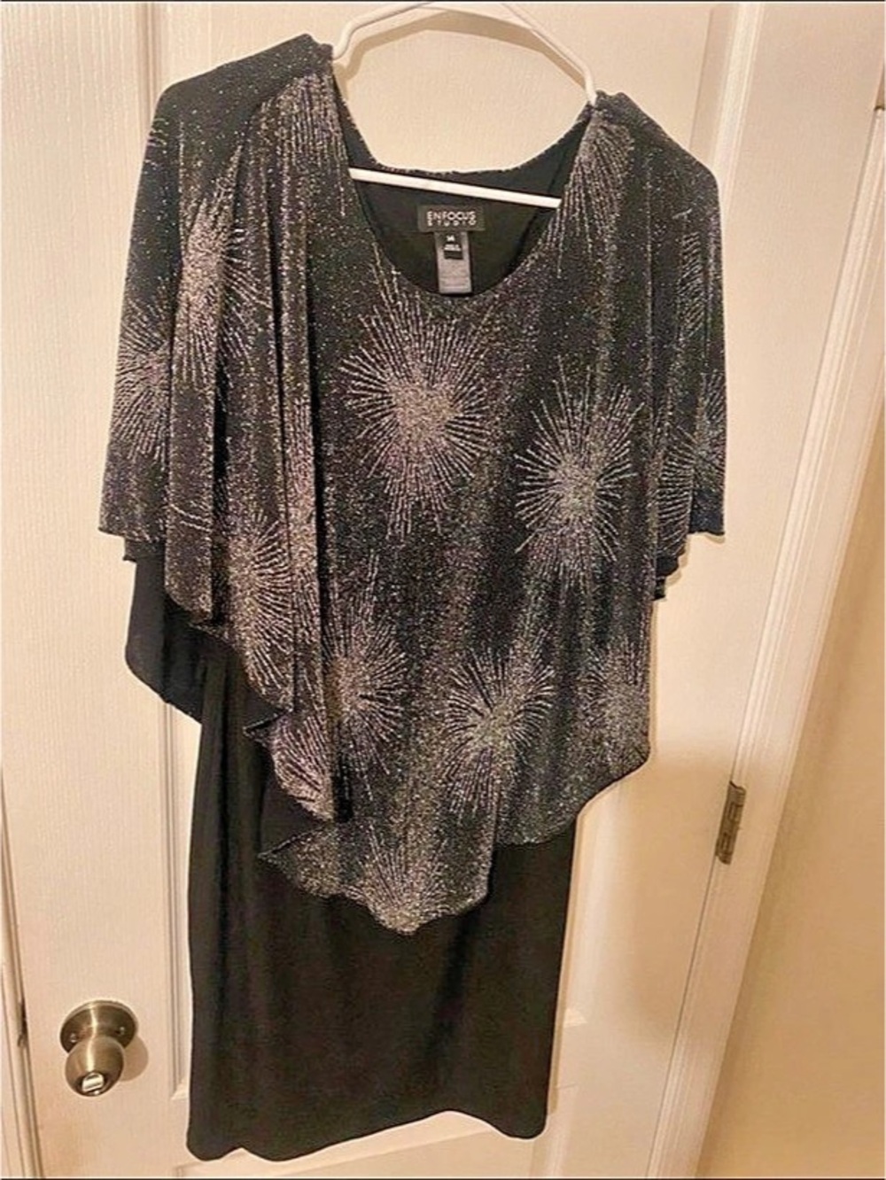 Enfocus Studio Black & Gold Midi Dress Size 14 Like New